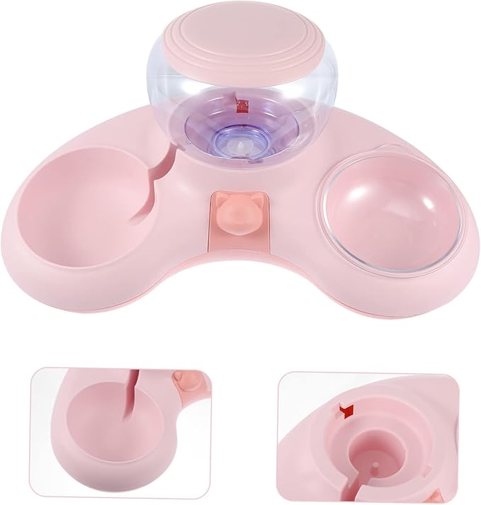 SUPVOX 1pc Automatic Pet Feeding Tray Double Bowl for Cats and Dogs Non-Spill Design Easy to Practical Food and Water Dispenser for Busy Pet Owners