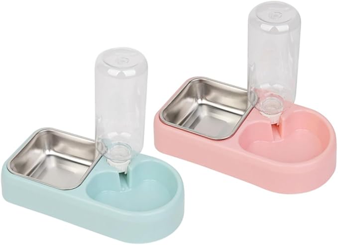 SUPVOX Double Pet Water Feeder Automatic Drinking Tool for Dogs and Cats Blue Unique Design Smooth Surface Safe and Eco-Friendly Pet Supplies