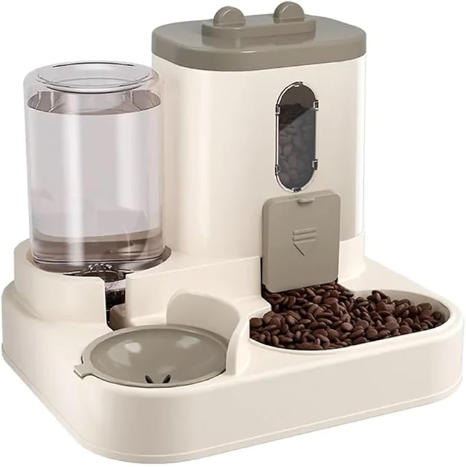 Automatic Dog Cat Feeder and Water Dispenser Gravity Food and Waterer Set with Pet Bowl Universal Products(Pink1)