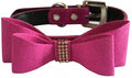 Luxury Pet Accessories Dog Collar Rhinestone Buckle Design Fancy Crystal Suede Bow Tie Dog Collar for Small Medium Large Dogs 15 Rose Bow and Collar S