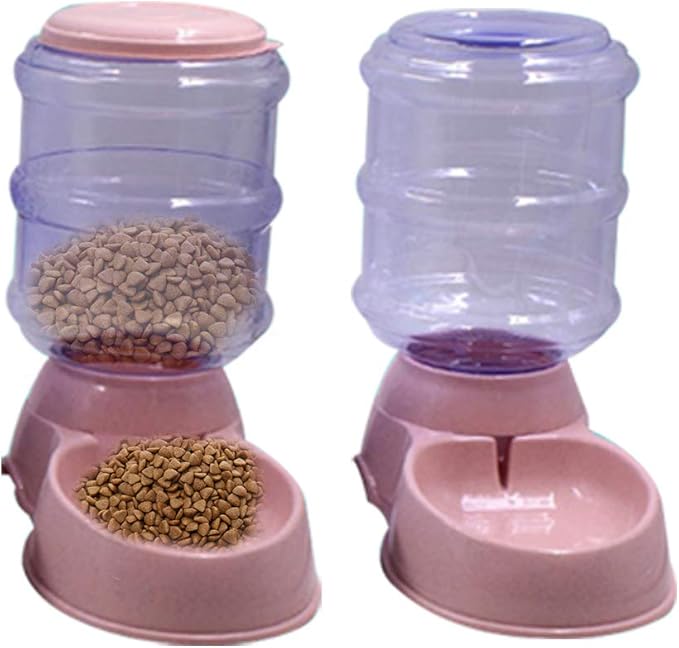 Food Dispenser Pet, Automatic Pet Water Food Dispenser 3.8L Large Capacity Self-Dispensing Pet Feeder Waterer Cat Dog Feeding Bowl Drinking Water/Automatic Feeding Pet Supplies 2#/13 ( Color : Light P