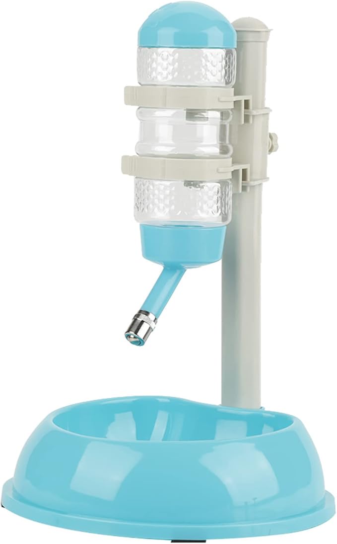 Pet Standing Water Dispenser, Height Adjustable Automatic Drinking Bowl Feeder Dog Feeding Bowl with Detachable Pole for Pets Cats Dogs (Blue)