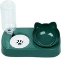 Double Dog Cat Bowls 2 in 1 Pet Water and Food Bowl Set with Automatic Stress Water Feeder for Cats, Dogs, Puppies, and Kittens(Green)