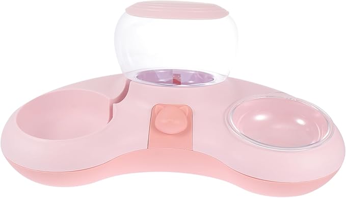 SUPVOX 1pc Automatic Pet Feeding Tray Double Bowl for Cats and Dogs Non-Spill Design Easy to Practical Food and Water Dispenser for Busy Pet Owners
