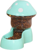 2025 Automatic Pet Feeder with Mushroom Shape for Cats Dogs Puppies Kittens Easy Clean Refill Dual Food Water Dispenser for Small Medium Pets at Home Travel (Green)