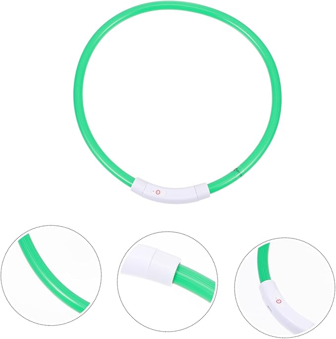 POPETPOP USB Rechargeable LED PET Collar Luminous 70cm Light Up Dog Collar for Nighttime Safety Flashing and Waterproof Design Adjustable for Breeds
