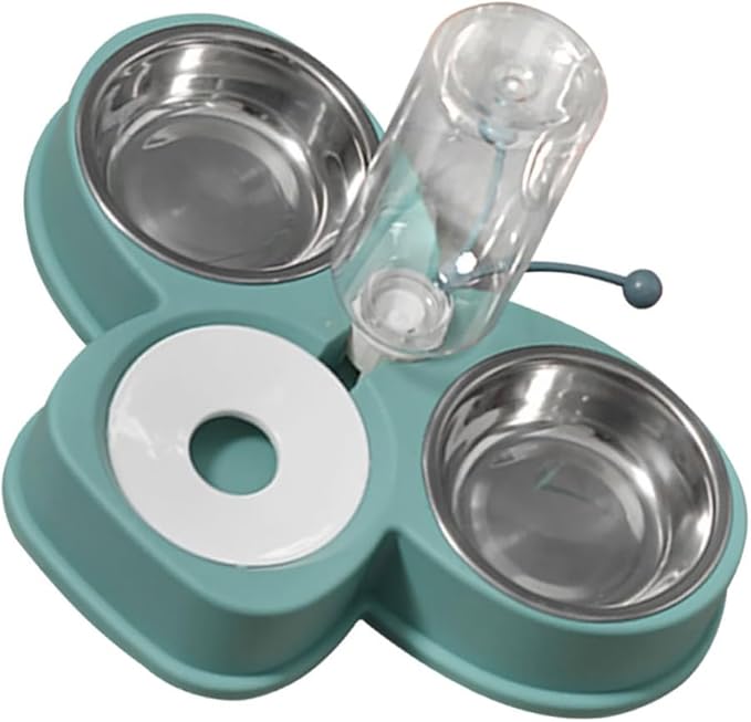 Convenient Automatic Pet Feeder Waterer Double Bowl and Cats Removable Stainless Steel Bowls Easy to Clean for Busy Pet Owners