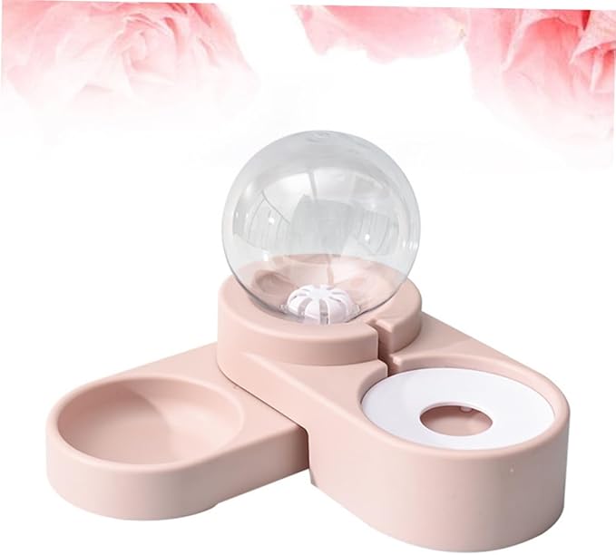 SUPVOX Creative Automatic Pet Water Feeder with Double Bowl Design Practical Pet Water Dispenser for Cats and Dogs Pink Color Non-Spill Design for Home