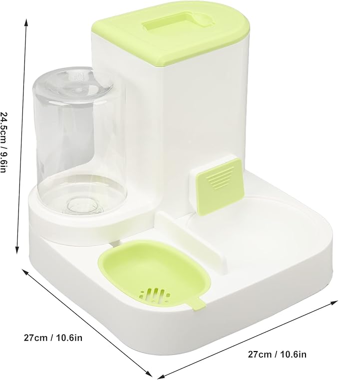 Pet Cat Waterer Food Feeder Automatic, 2.2L Food Storage, 1L Water Dispenser, Feeding for Small to Large Pets (Green)