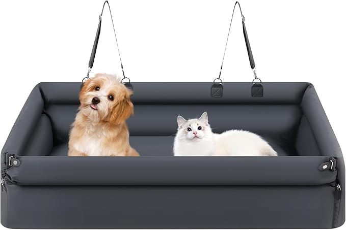 Dog Car Seat, Car Dog Bed for Medium/Small Dogs, Dogs Cars Bed with 2 Adjustable Slings and Thick Cushion for Cars, Trucks and SUVs (Blue)