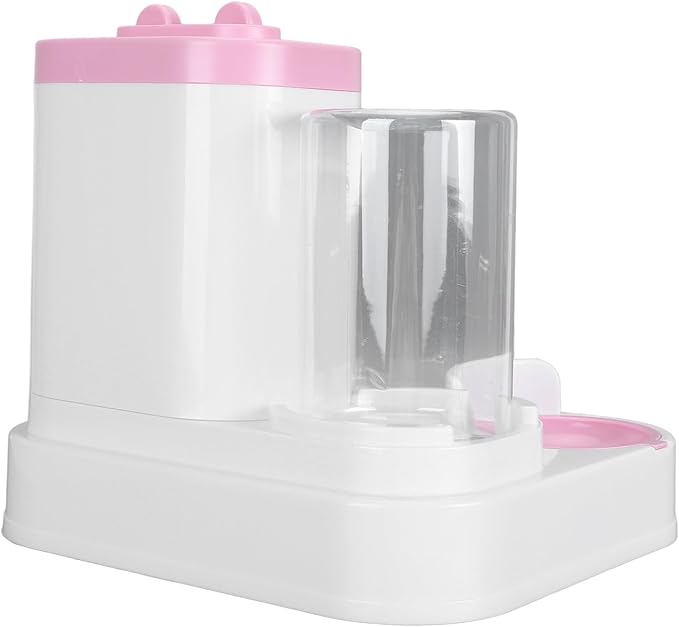 Pet Feeder and Water Dispenser Set, 2 in 1 Detachable Automatic Cat Food Water Dispenser with Transparent Window for Small to Medium Pups, Kittens, Rabbits ()