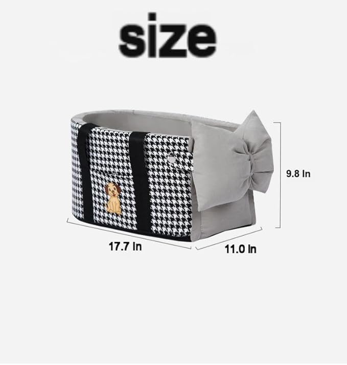 Center Console Dog Car Seat- Portable Pet Travel Bag with Safety Tethers and Removable Cooling Mat, Suitable for Small dags（Gray.