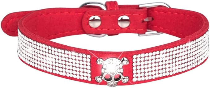 Cute Dog Collar with Bling Rhinestone, Fancy Crystal Diamond Glitter Pretty Jewel Soft Cat Collars for Small Medium Large Breed Dogs Girl Female Pet Puppy Kitten Terrier (L, Red6)
