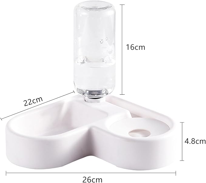 CHICTRY Cat Dog Automatic Feeder and Water Bowl Dry Food Dispenser with Double Dishes for Small Medium Pets Easy to Clean White One Size