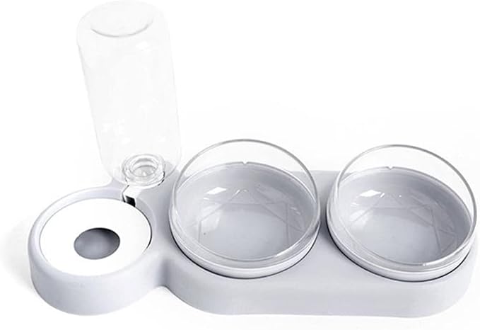 Automatic Pet Water and Food Feeder for Dogs Cats, Dual Bowls with Detachable Stainless Steel, No-Spill Design