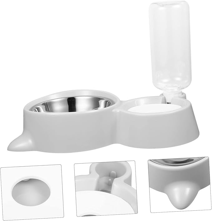 Yardwe Automatic Pet Feeder Bowl Dual-use Water and Food Dispenser for Dogs and Cats Spill Design Convenient Bottle Easy to and Maintain for Indoor Use