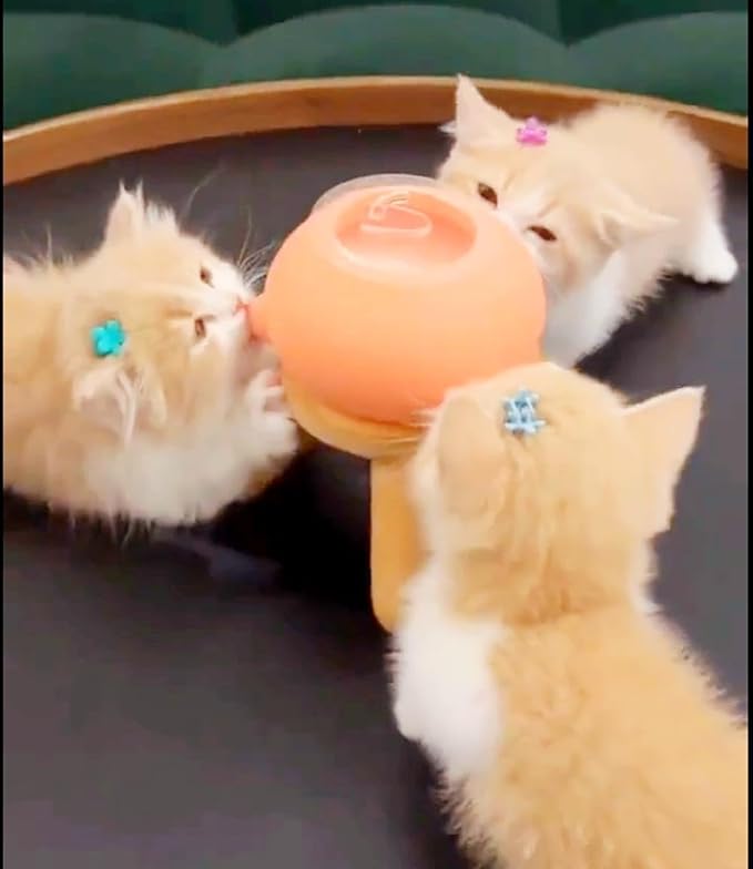 2023 New Milk Feeder for Kittens and Puppies, Puppy Feeders for Multiple Puppies, Food Grade Silicone Kitten Puppy Milk Nipple Feeder Pet Kitty Pacifier Bowl Feeder with 3/4 Nipples (3 Nipples 200ML)