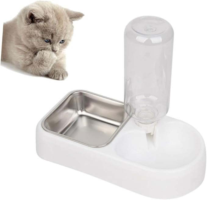SUPVOX Double Pet Water Feeder Automatic Drinking Tool for Dogs Cats Unique Design Convenient Practical Pet Supplies White Color Smooth