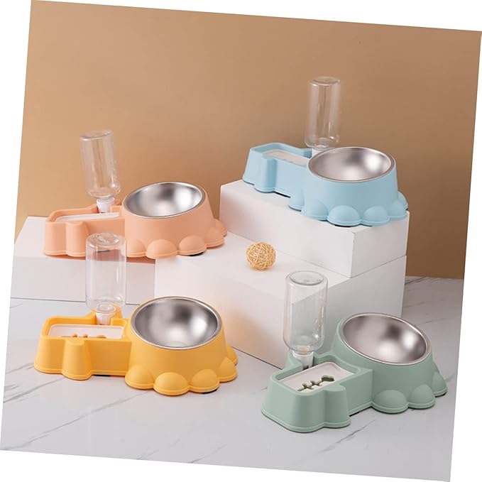 BESPORTBLE 1set Multi-Function Pet Bowl Automatic Water Dispenser Feeding Bowl for Cats and Dogs Stainless Steel Easy for Home and Pet Stores