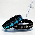 LED Dog Collar, USB Rechargeable, 15 Light Modes, Multi-Color Cross Pattern (Black, M(11.8-15.7"))