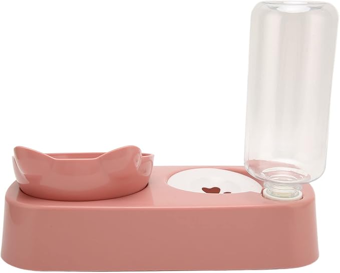 Fydun Pet Water Food Bowls Raised Detachable Automatic Water Feeder Food Dish Set for Small Medium Cat Dog Pink for Families (Pink)