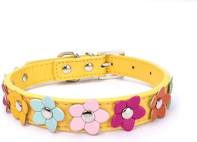 Mini Colorful Flower Puppy Dog Collar Girl Cat Collars Yellow L