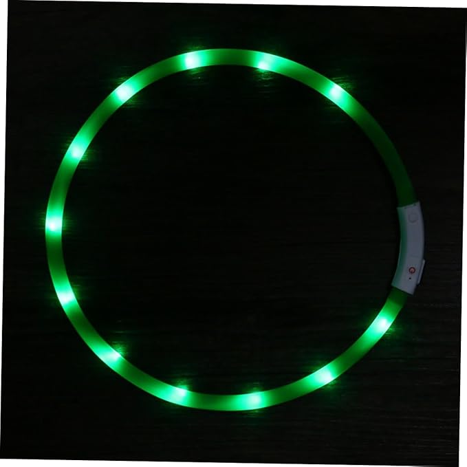 Milisten USB Rechargeable Led Dog Collar for Pets Green Glowing Flashing Collar for Evening Walks