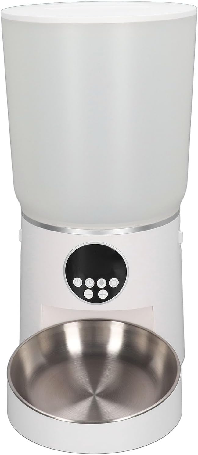 Automatic Cat Dog Feeder, 5L Capacity Automatic Pet Feeders Stylish Design with Timed Rationing & Recording, Support Dual Power for Cats Dogs (Button)