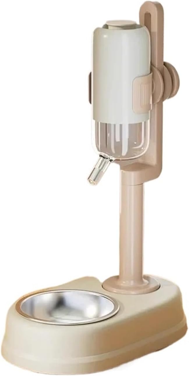 Multifunctional Vertical Drinking Water Feeder Dog Non-Wet Mouth Automatic Hanging Dispenser Pet Cat Bowl Supplies(White stainles Steel)