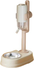 Multifunctional Vertical Drinking Water Feeder Dog Non-Wet Mouth Automatic Hanging Dispenser Pet Cat Bowl Supplies(White stainles Steel)
