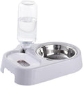 Pet Double Bowl Automatic Feeder and Water Dispenser for Cats and Dogs Sturdy Design Grey Convenient Feeding for Food and Water One Place