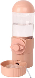 Automatic Cat Feeder Water Dispenser 17oz Large Capacity for Cats Small Dogs Kitten Easy to Install for Cage, 16x8.5x22cm, Pink
