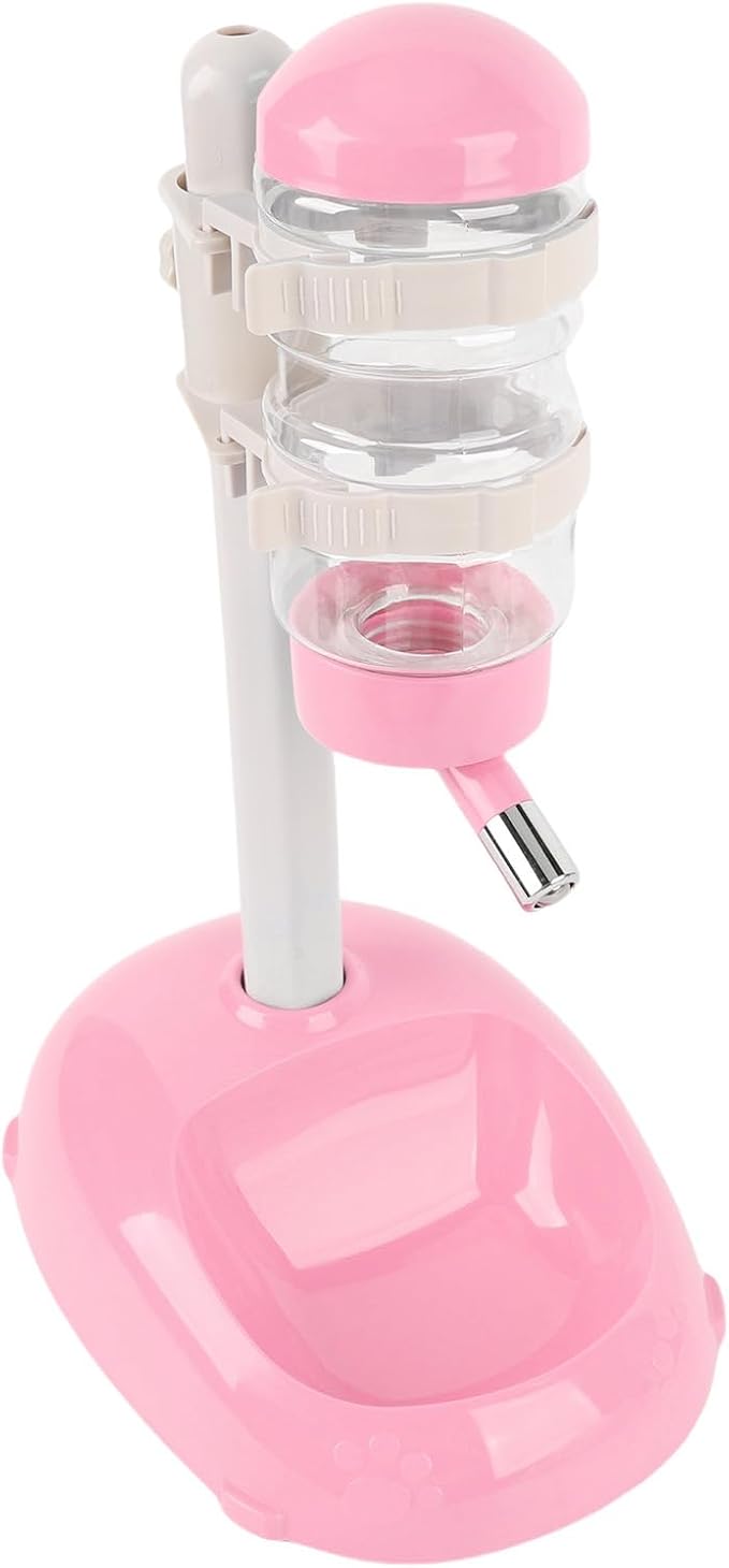 aqxreight Pet Standing Dispenser Feeder Height 500ml Capacity Standing Automatic Feeder for Puppy Beige Allows Easily Pet Dispenser FeederDog FeederPet (Pink)
