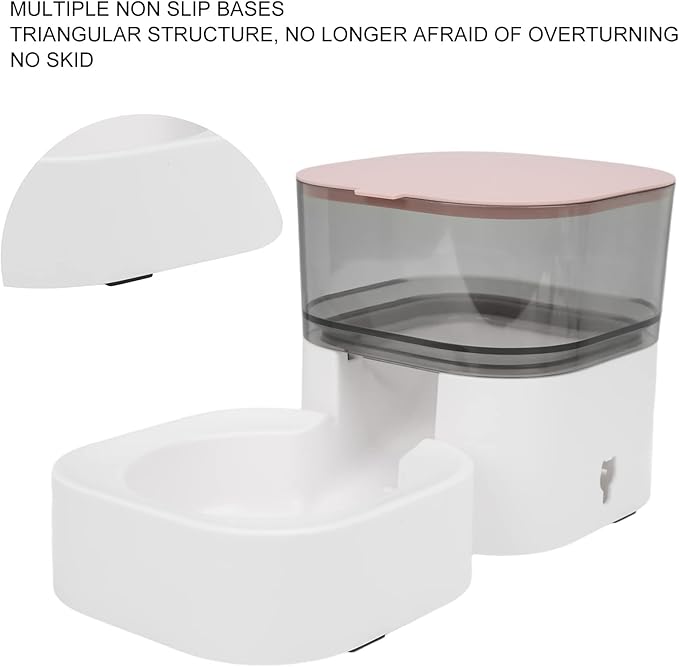 Pet Water Dispenser, Automatic Self Dispensing Dog Food and Water Dispenser Station, Dog Cat Feeder Self Feeding Station for Medium Small Dag Cats Puppy Kitten (Feeder (Pink))