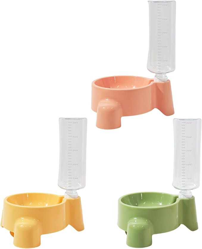 Elevated Pet Feeders with Removable Bottle 500ml Automatic Water Dispenser Dogs Bowl with Water and Food Detachable Food and Water Bowl