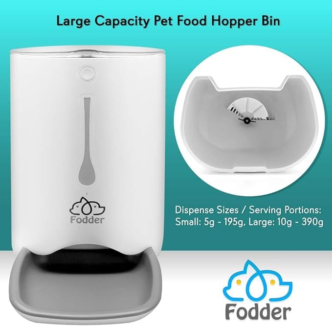 7L Smart Automatic Pet Feeder - Electronic Digital Dry Food Storage Meal Dispenser w/Built-in Microphone, Voice Recorder, Optional Battery, Timer Programmable to Feed Cat and Dog - SereneLife SLAPF30
