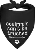 Squirrels Can't Be Trusted Black Dog Bandana, Funny Pet Scarf Photo Prop for Outdoor Adventure Hiking Camping Mountain, Humor Gifts for Pup Mom Dad Lover, Gifts for Ranger, Dog Scout Bandana