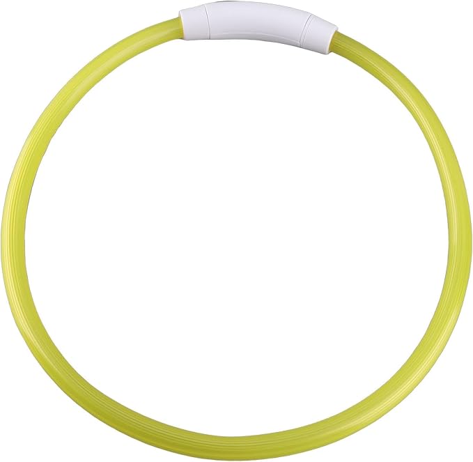 ZJchao LED Dog Collar Rechargeable Glowing Light Up Collar for Night Walks Durable Soft Silicone Necklace for Small Medium Large Dogs Yellow