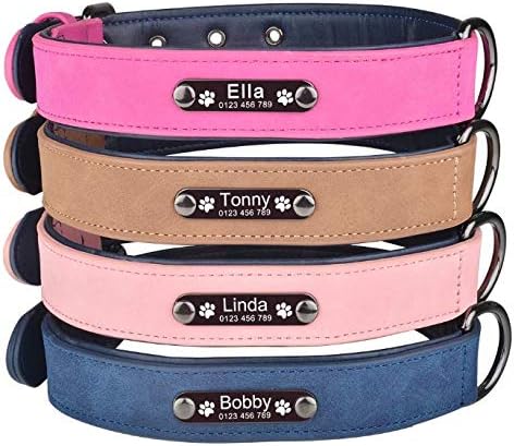 Personalized Dog Collars Customized Puppy Collars with Id Tags (Pink, S)