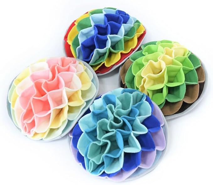 Floral Snuffle Mat for Dogs and Small Pets, Interactive Pet Enrichment Mat for Nose Work and Slow Feeding, Washable Anti-Anxiety Toy (Pink Bud)