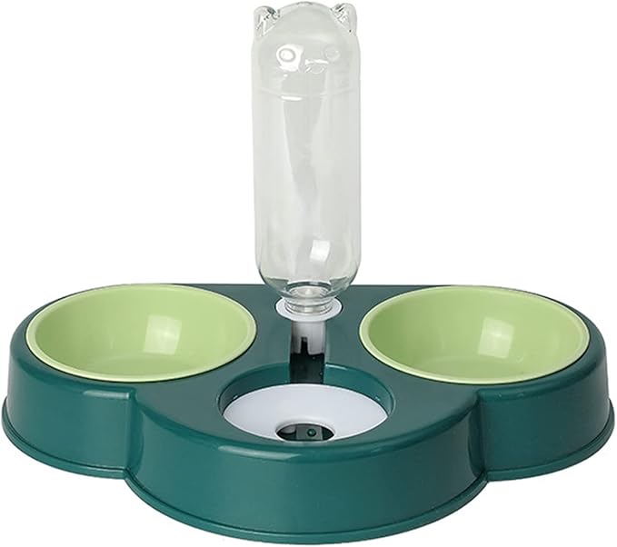 3 in 1 Pet Tableware Dog Water Food Bowl No-Spill Automatic Dispenser Combo Set Cats Elevated Pet Food