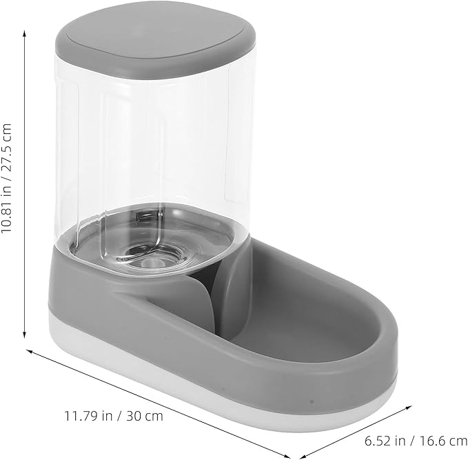 Automatic Pet Feeder and Water Dispenser with No-Spill Drinking Bowl, 2-in-1 Food and Water Station for Dogs and Cats, Elegant Gray, Suitable for Small and Large Pets