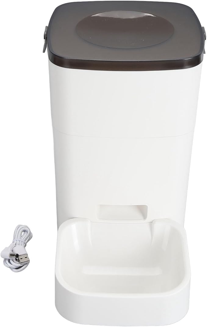 Automatic Pet Feeder Large Capacity Smart Food Delivery Remote Control Cat Dog Feeder for Home (White)