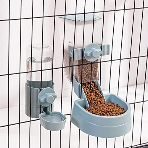 Automatic Pets Food Hanging Bowl for Cage Pet for Small &Medium Animals Cats Dogs Drinking Fountain(Gray)