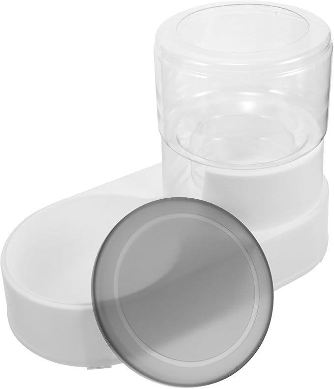 NUOBESTY Automatic Pet Feeder for Dogs and Cats Spill-Proof Food Dispenser Bowl Grey Suitable for Puppies and Adult Pets Battery Operated for Home Use