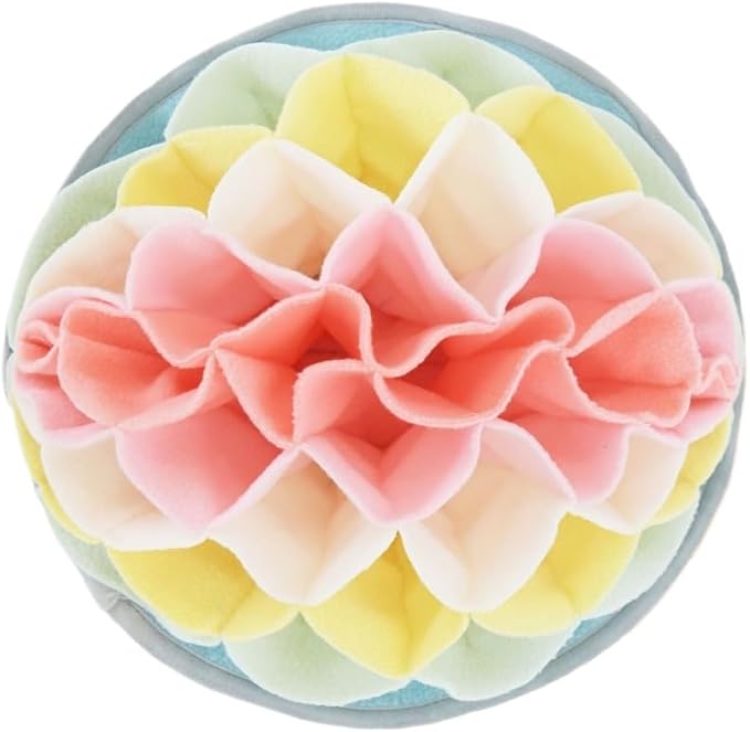 Floral Snuffle Mat for Dogs and Small Pets, Interactive Pet Enrichment Mat for Nose Work and Slow Feeding, Washable Anti-Anxiety Toy (Pink Bud)
