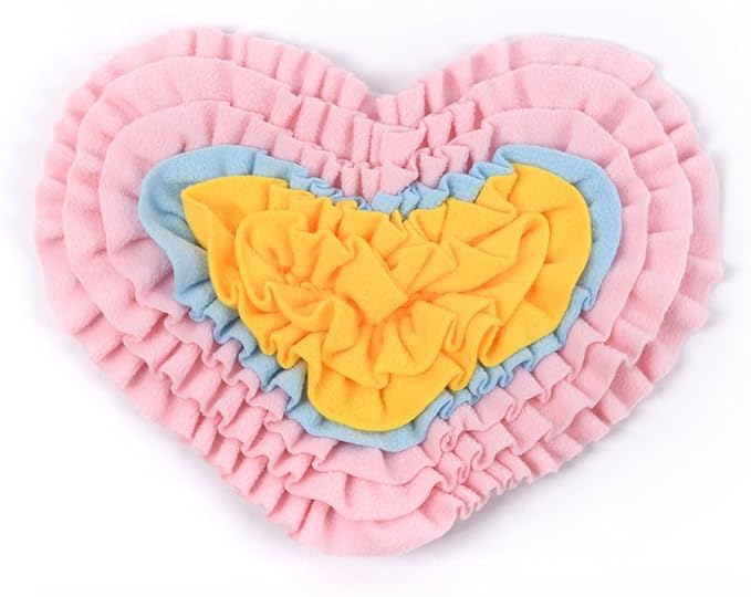 Heart-Shaped Rose Snuffle Mat for Dogs and Cats, Washable Pet Nose Work Mat, Interactive Feeding Mat to Relieve Boredom and Stress (V2)