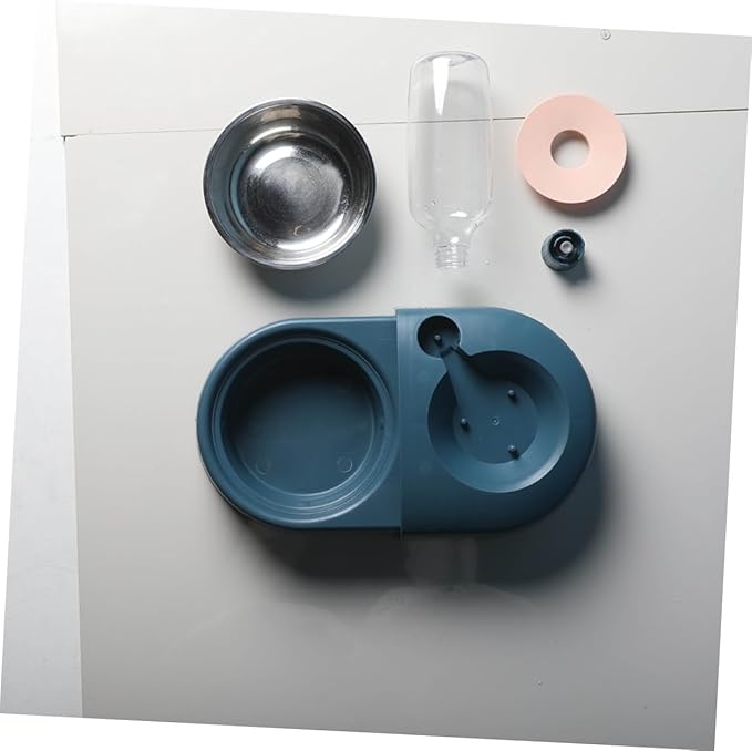 Gadpiparty Automatic Pet Water and Food Bowl Anti-Spill Feeding Basin with Blue Plastic Style for Dogs and Cats, Pet Feeder Suitable for Home Use