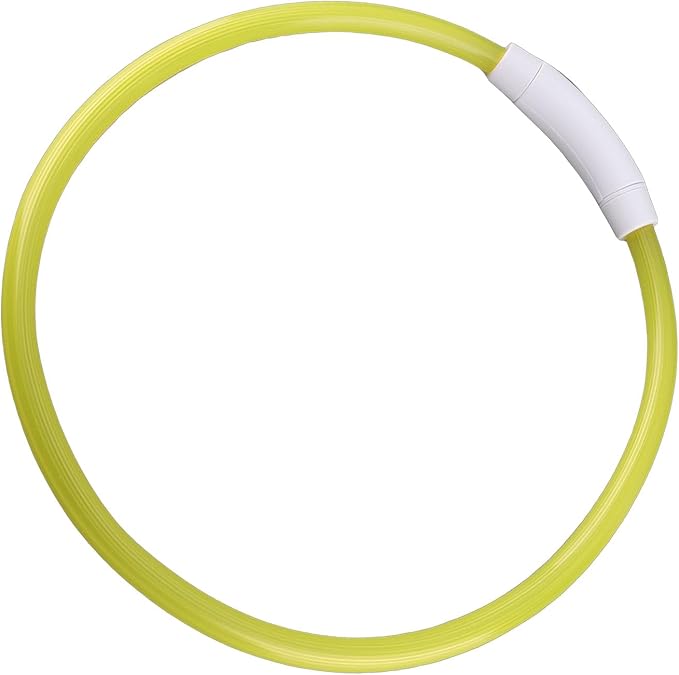 ZJchao LED Dog Collar Rechargeable Glowing Light Up Collar for Night Walks Durable Soft Silicone Necklace for Small Medium Large Dogs Yellow