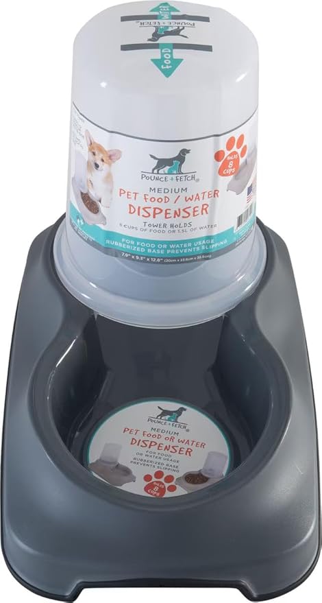 Fonteme|Pounce + Fetch Cat & Dog Automatic Feeder & Water Dispenser, White, 1.5-liters